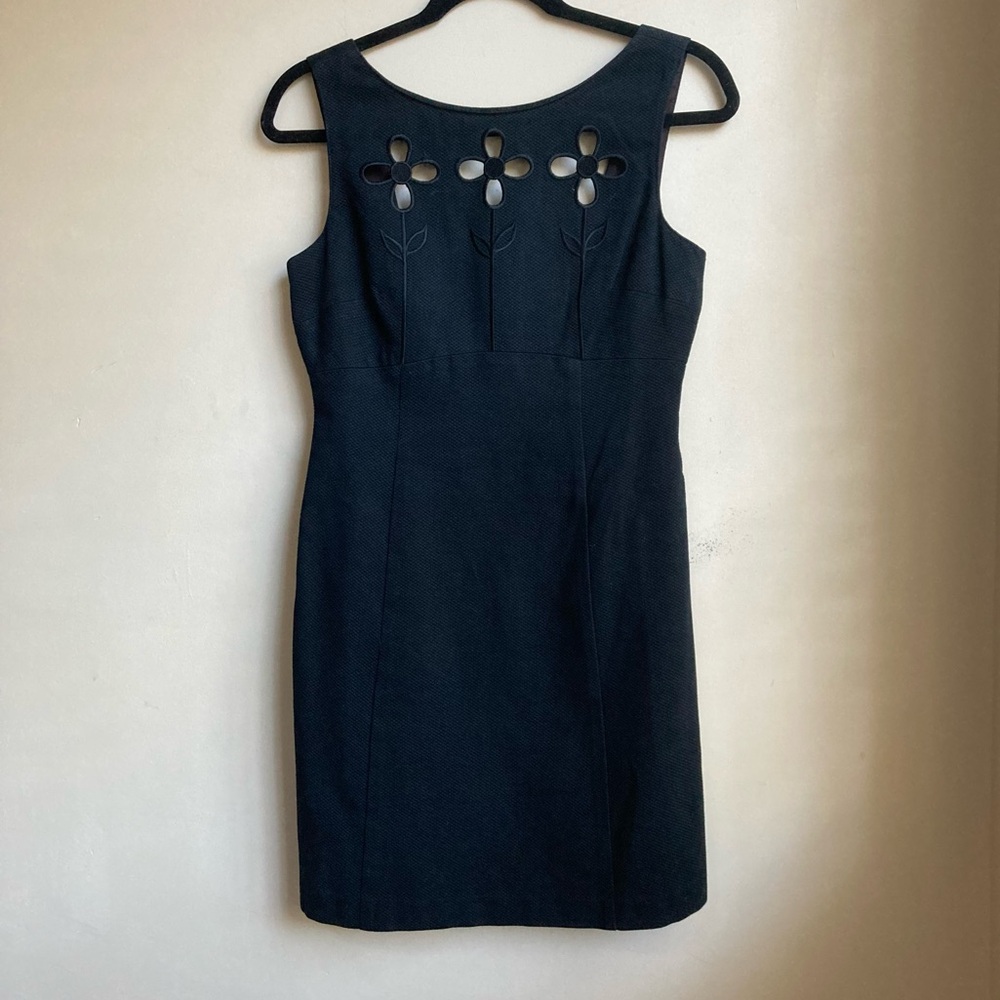 Laundry By Shelli Segal Black Cotton Flower Cut-Out Dress